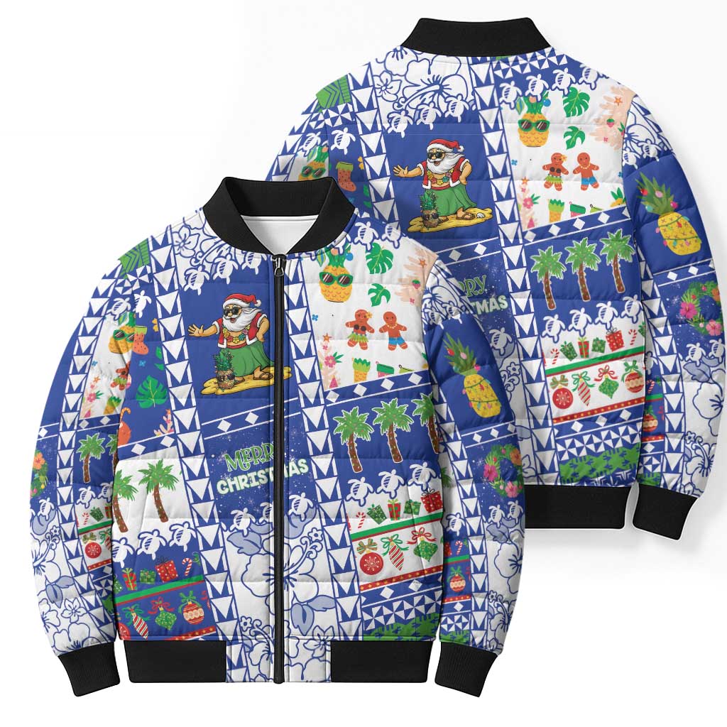 Northern Mariana Islands Christmas Bomber Puffer Jacket Festive Beach Vibes LT05 - Polynesian Pride