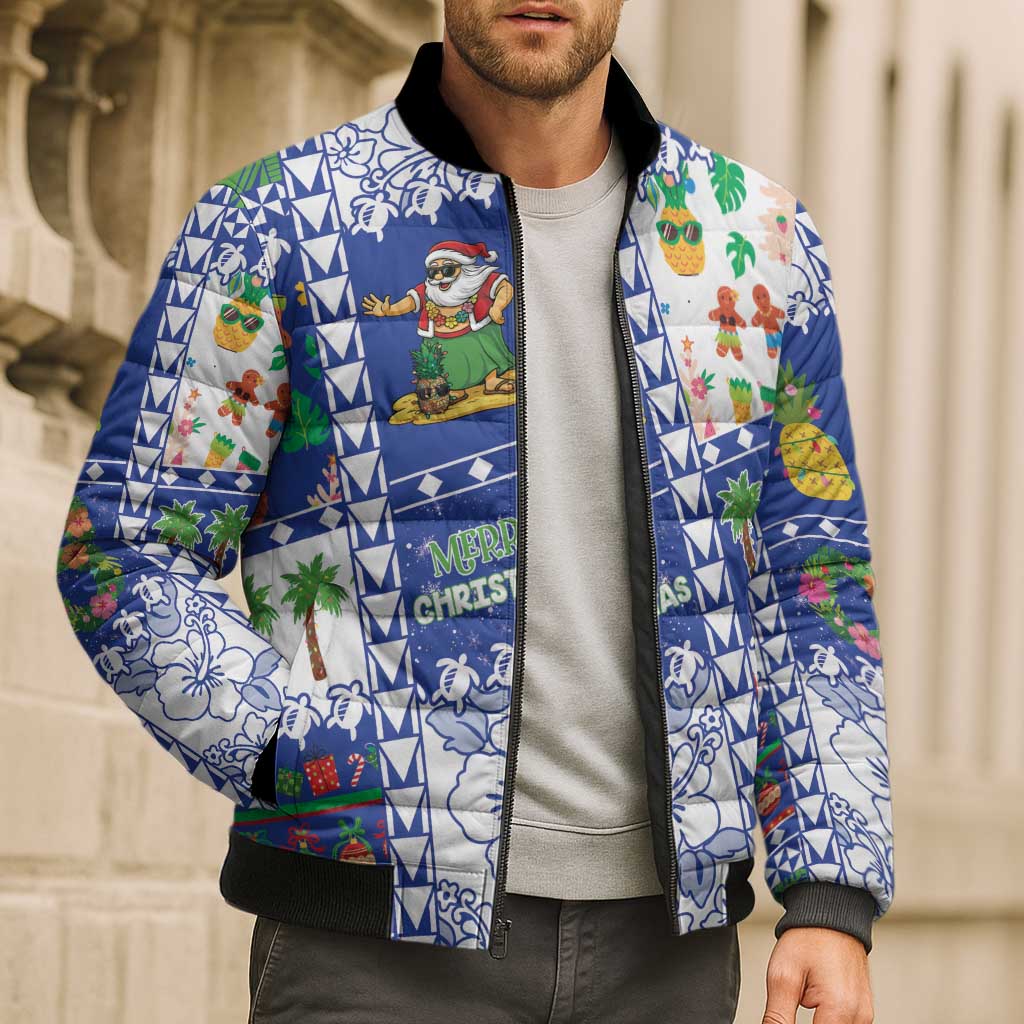 Northern Mariana Islands Christmas Bomber Puffer Jacket Festive Beach Vibes LT05 - Polynesian Pride