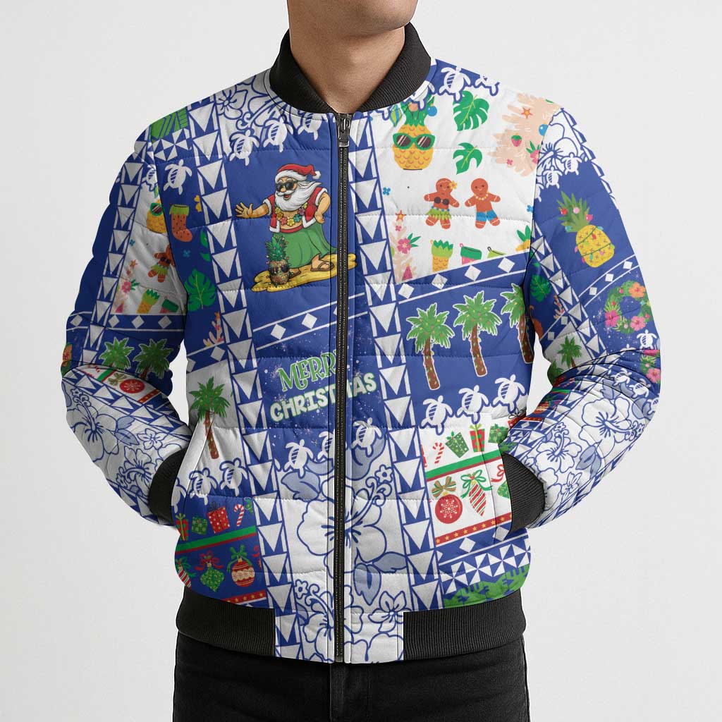 Northern Mariana Islands Christmas Bomber Puffer Jacket Festive Beach Vibes LT05 - Polynesian Pride