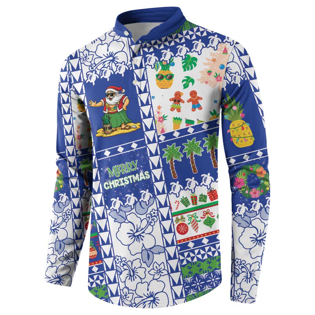 Northern Mariana Islands Christmas Button Sweatshirt Festive Beach Vibes LT05 - Polynesian Pride