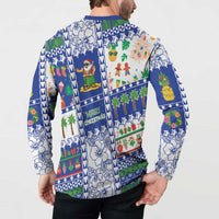 Northern Mariana Islands Christmas Button Sweatshirt Festive Beach Vibes LT05 - Polynesian Pride