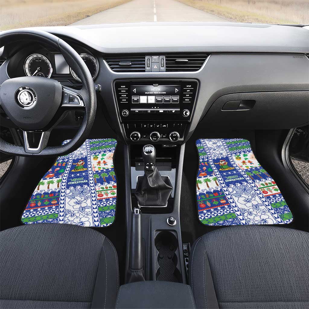Northern Mariana Islands Christmas Car Mats Festive Beach Vibes LT05 Set 2pcs - Front Blue - Polynesian Pride