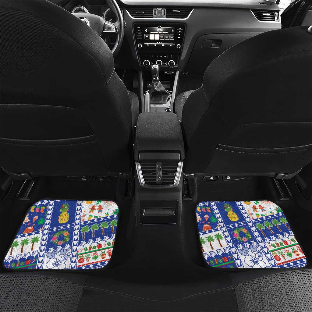 Northern Mariana Islands Christmas Car Mats Festive Beach Vibes LT05 Set 2pcs - Back Blue - Polynesian Pride