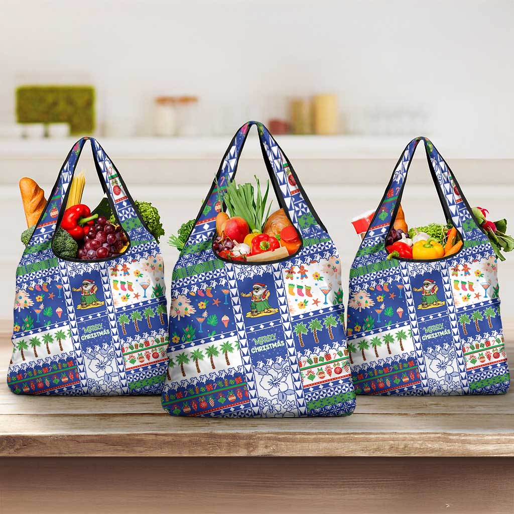 Northern Mariana Islands Christmas Grocery Bag Festive Beach Vibes LT05 3-pack One Size Blue - Polynesian Pride