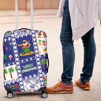 Northern Mariana Islands Christmas Luggage Cover Festive Beach Vibes LT05 Blue - Polynesian Pride