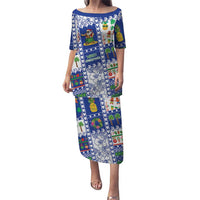 Northern Mariana Islands Christmas Puletasi Festive Beach Vibes LT05 Long Dress Blue - Polynesian Pride