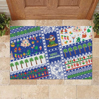 Northern Mariana Islands Christmas Rubber Doormat Festive Beach Vibes LT05 Blue - Polynesian Pride
