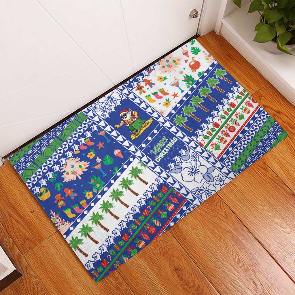 Northern Mariana Islands Christmas Rubber Doormat Festive Beach Vibes LT05 - Polynesian Pride