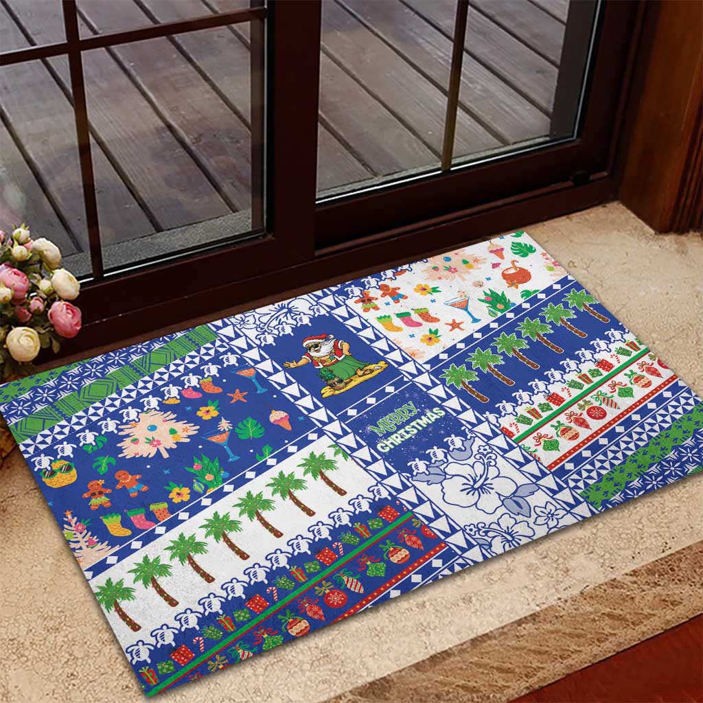 Northern Mariana Islands Christmas Rubber Doormat Festive Beach Vibes LT05 - Polynesian Pride