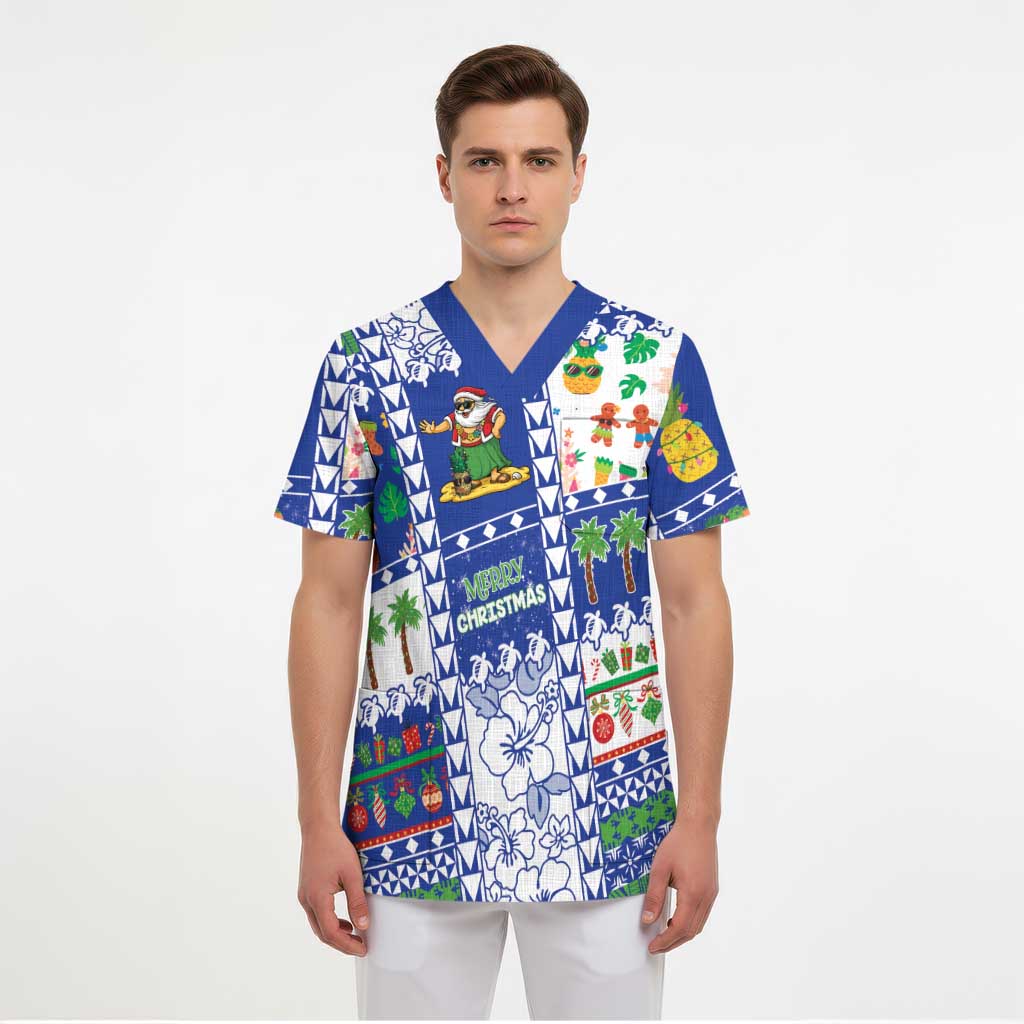 Northern Mariana Islands Christmas Scrub Top Festive Beach Vibes LT05 - Polynesian Pride