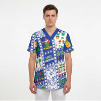 Northern Mariana Islands Christmas Scrub Top Festive Beach Vibes LT05 - Polynesian Pride