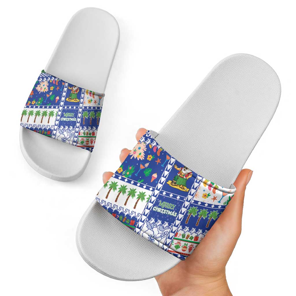 Northern Mariana Islands Christmas Slide Sandals Festive Beach Vibes LT05 - Polynesian Pride