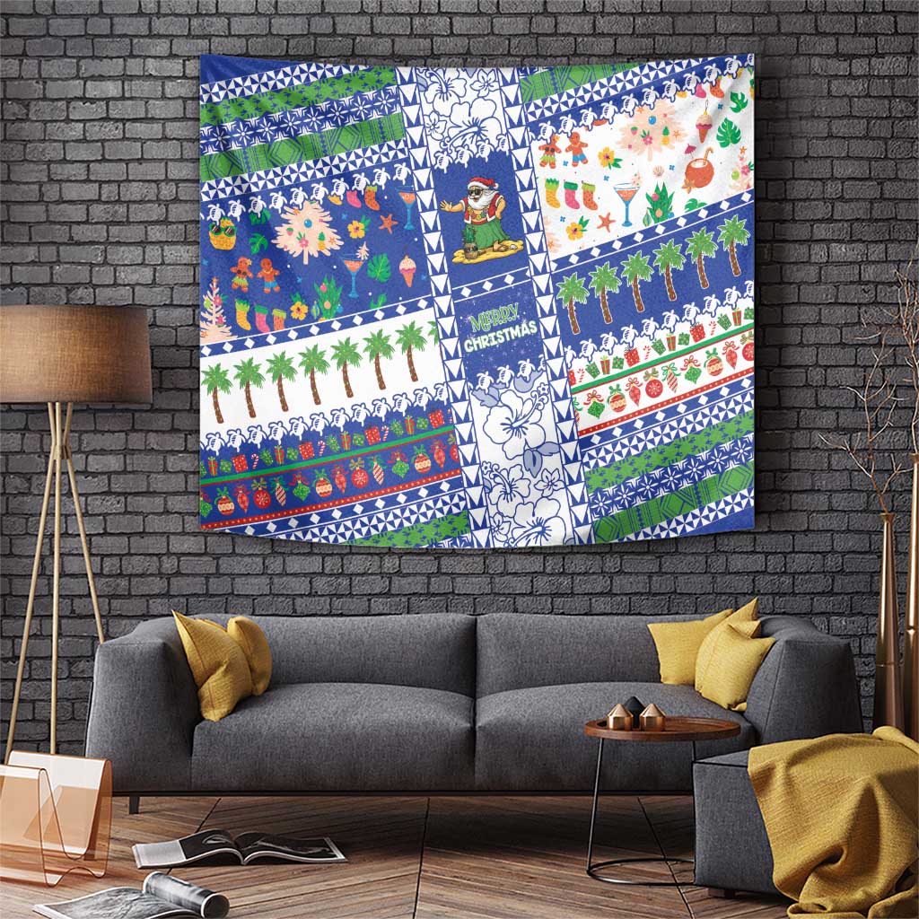 Northern Mariana Islands Christmas Tapestry Festive Beach Vibes LT05 Blue - Polynesian Pride