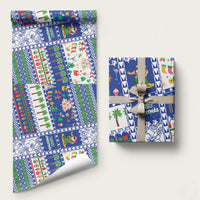 Northern Mariana Islands Christmas Wrapping Paper Festive Beach Vibes LT05 58" × 23" Blue - Polynesian Pride