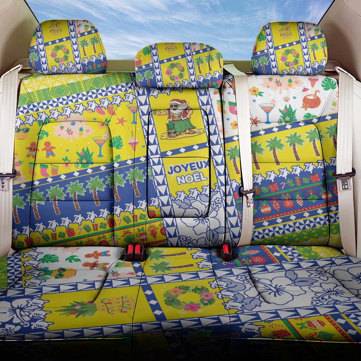 New Caledonia Christmas Back Car Seat Cover Festive Beach Vibes LT05 One Size Yellow - Polynesian Pride