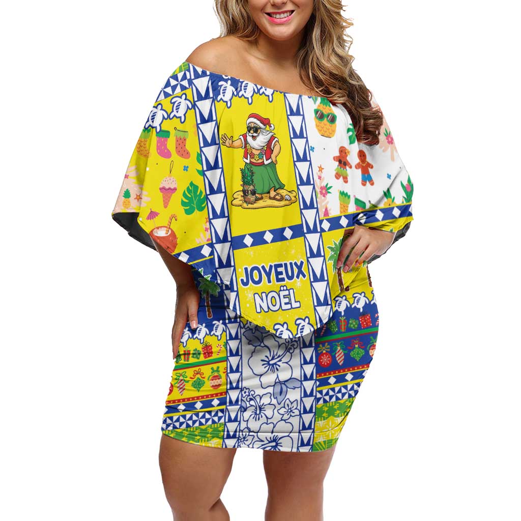 New Caledonia Christmas Off Shoulder Short Dress Festive Beach Vibes LT05 Women Yellow - Polynesian Pride
