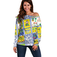 New Caledonia Christmas Off Shoulder Sweater Festive Beach Vibes LT05 Women Yellow - Polynesian Pride