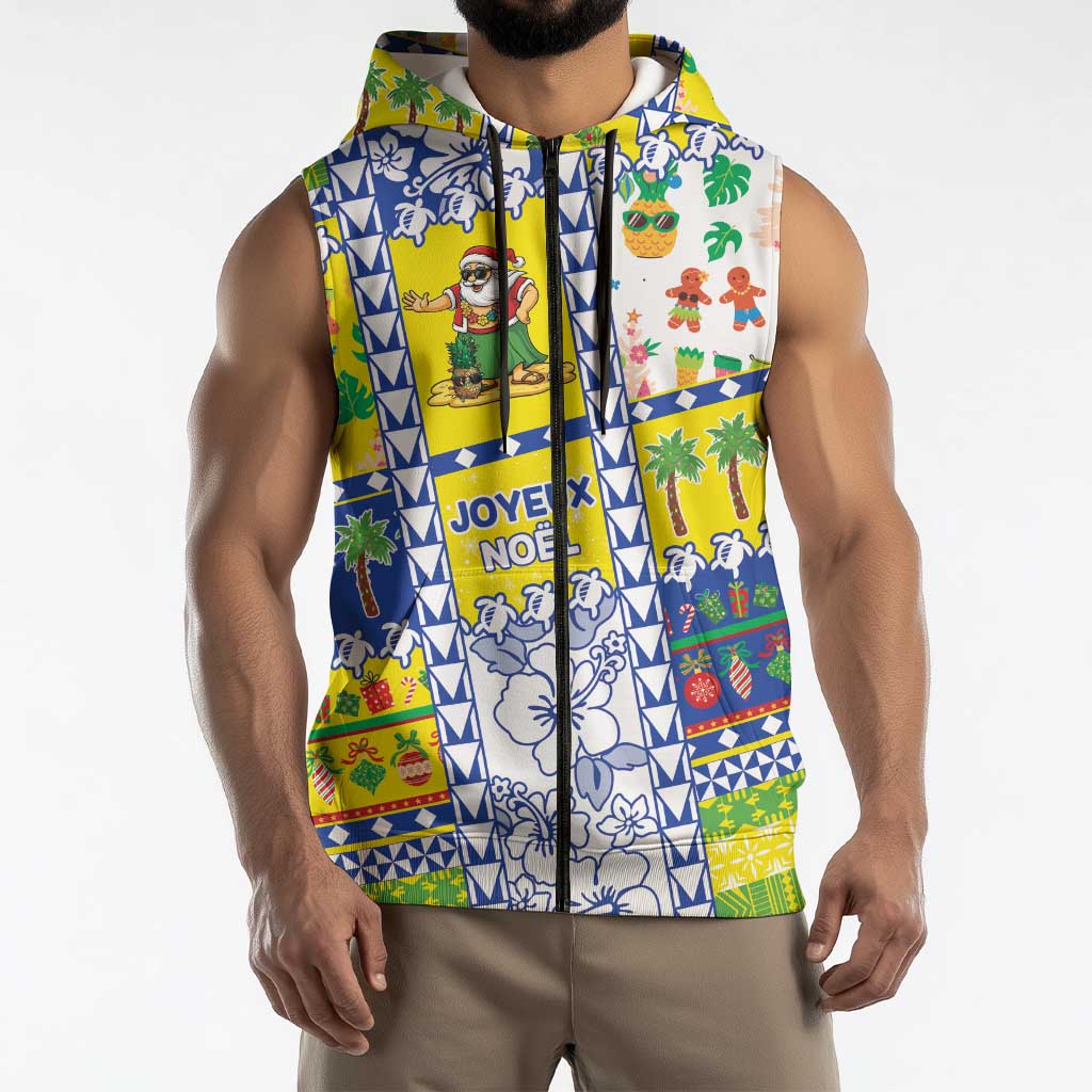 New Caledonia Christmas Sleeveless Zip Hoodie Festive Beach Vibes LT05 - Polynesian Pride