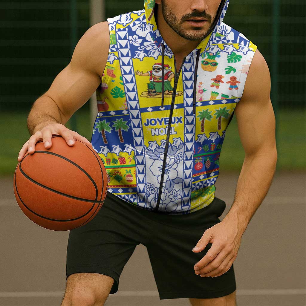 New Caledonia Christmas Sleeveless Zip Hoodie Festive Beach Vibes LT05 - Polynesian Pride