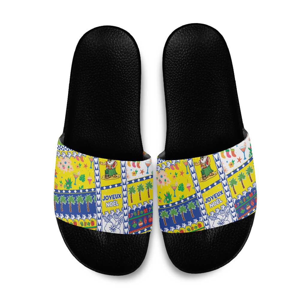 New Caledonia Christmas Slide Sandals Festive Beach Vibes LT05 Yellow - Polynesian Pride