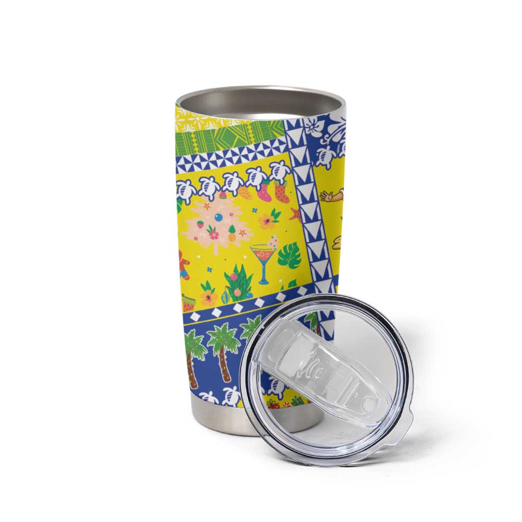 New Caledonia Christmas Tumbler Cup Festive Beach Vibes LT05 - Polynesian Pride
