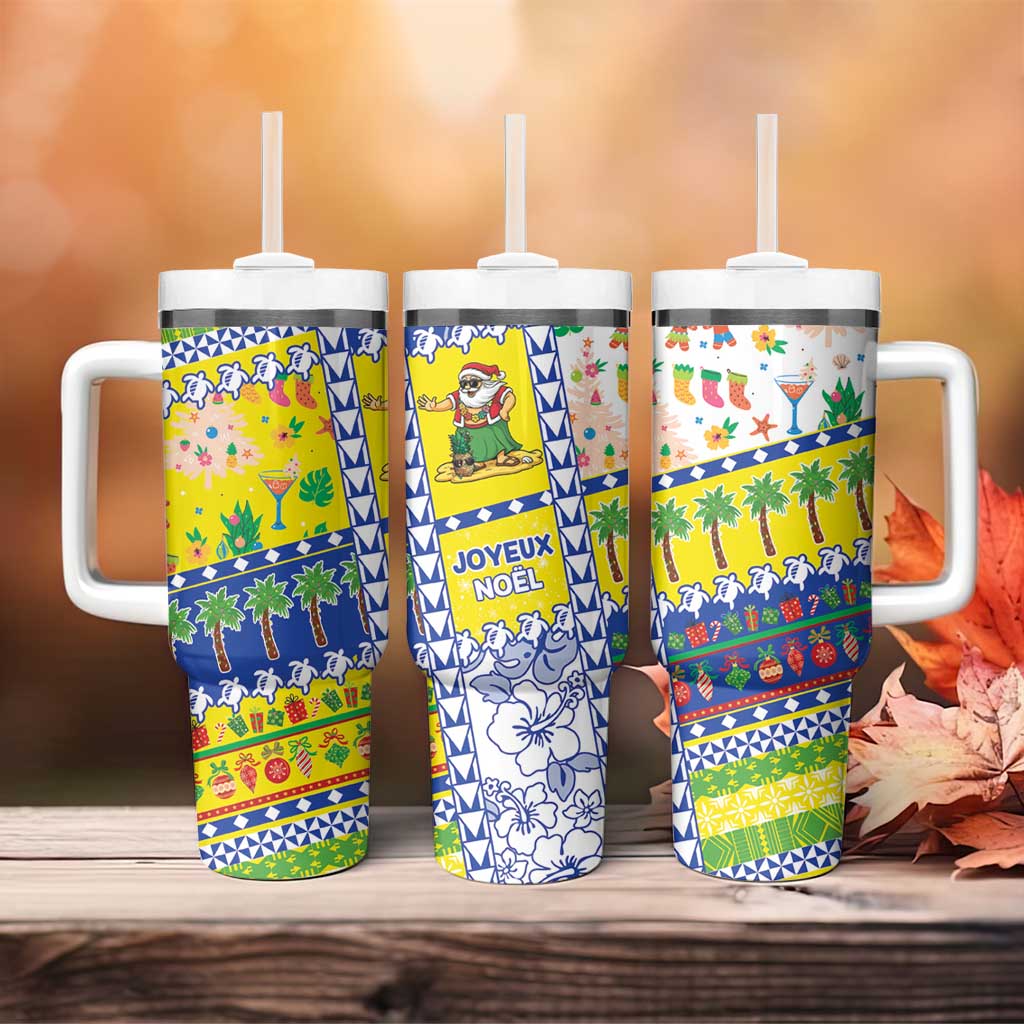 New Caledonia Christmas Tumbler With Handle Festive Beach Vibes LT05 - Polynesian Pride