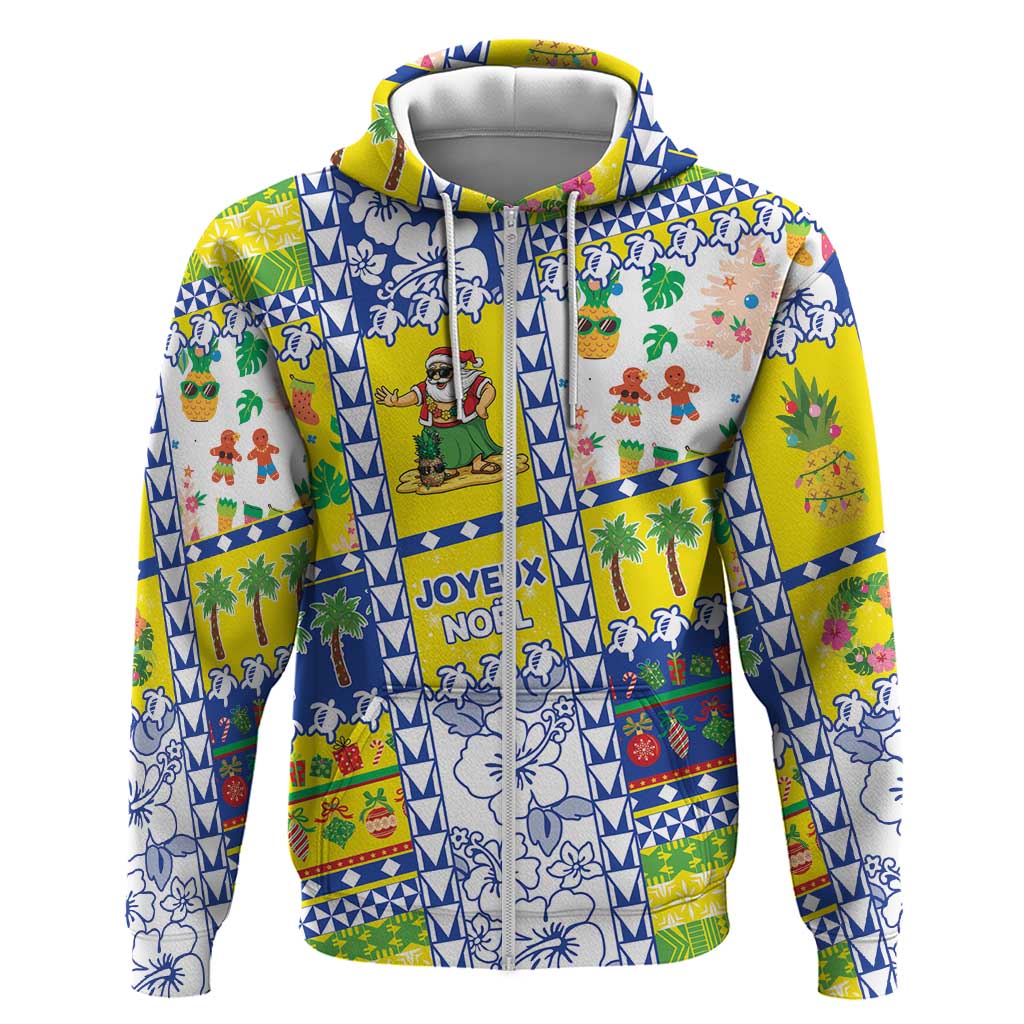 New Caledonia Christmas Zip Hoodie Festive Beach Vibes LT05 Zip Hoodie Yellow - Polynesian Pride