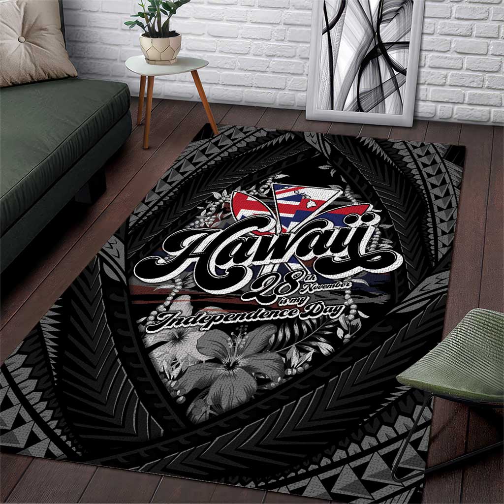 Hawaii November 28th Area Rug Kanaka Maoli Tribal Pattern LT05 Black - Polynesian Pride