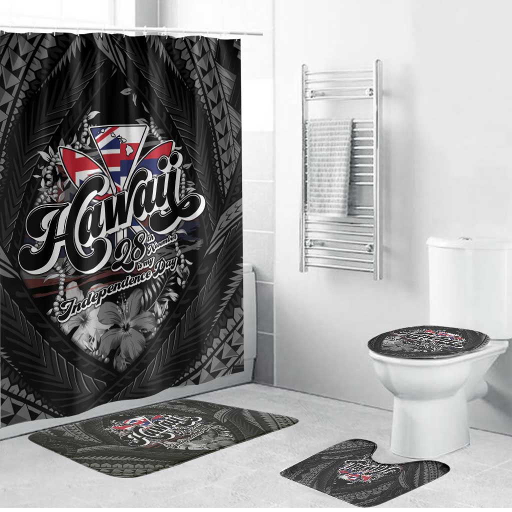 Hawaii November 28th Bathroom Set Kanaka Maoli Tribal Pattern LT05 Bathroom Set (4 pcs) Black - Polynesian Pride