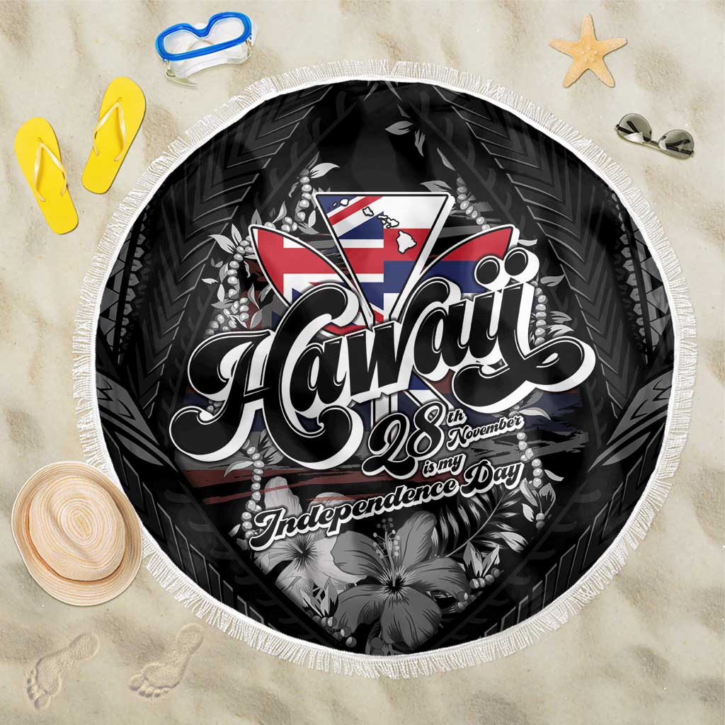 Hawaii November 28th Beach Blanket Kanaka Maoli Tribal Pattern LT05 One Size 150cm Black - Polynesian Pride