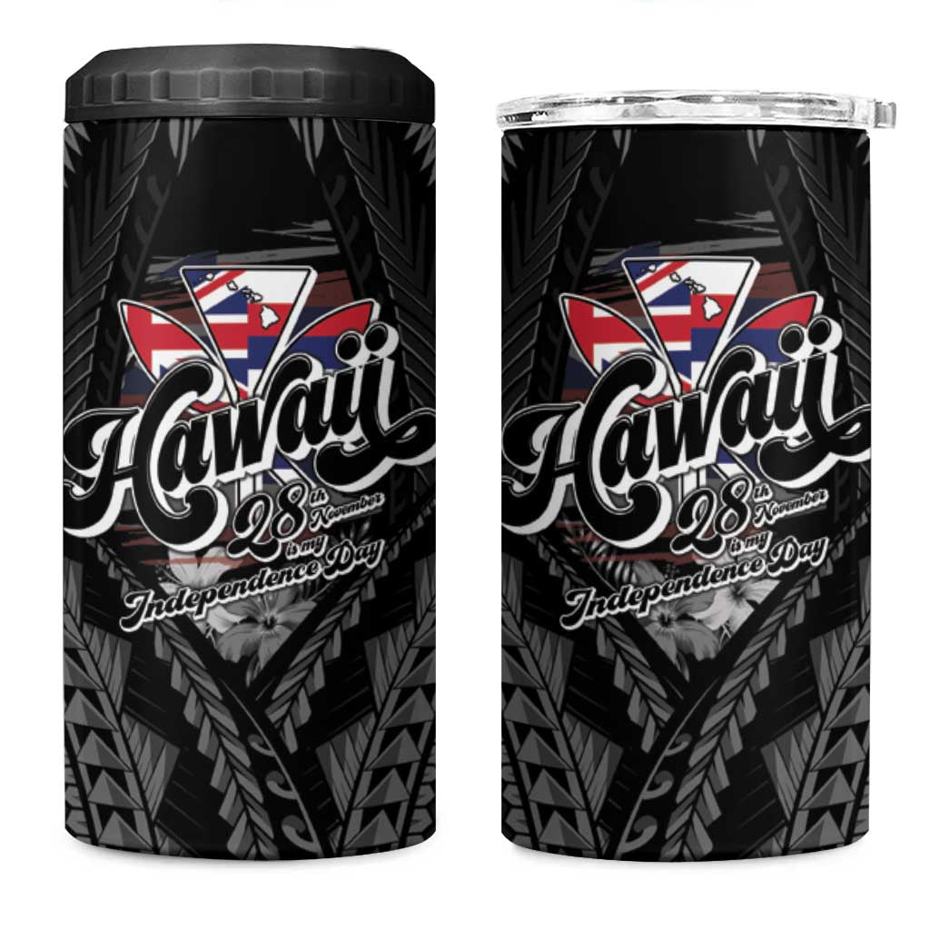 Hawaii November 28th 4 in 1 Can Cooler Tumbler Kanaka Maoli Tribal Pattern LT05 One Size: 16 oz Black - Polynesian Pride