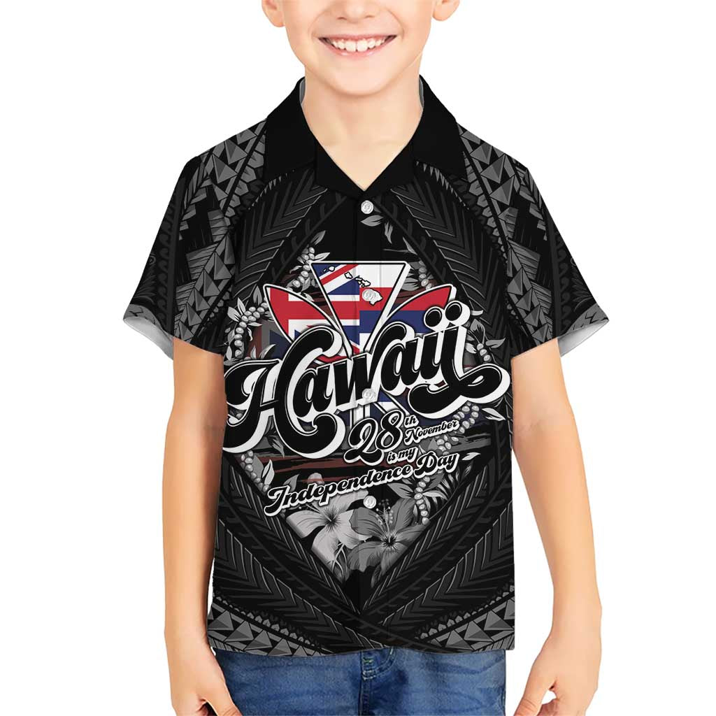 Hawaii November 28th Kid Hawaiian Shirt Kanaka Maoli Tribal Pattern LT05 Kid Black - Polynesian Pride
