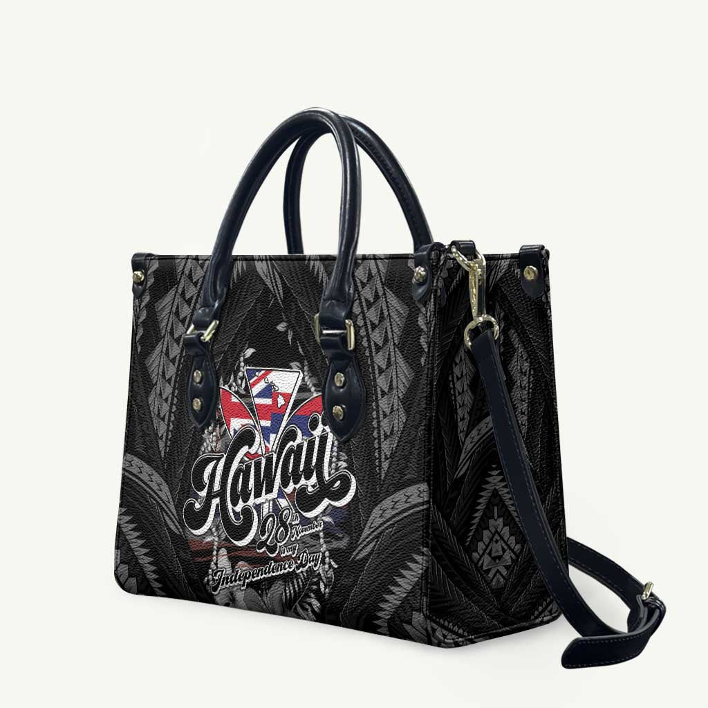 Hawaii November 28th Leather Bag Kanaka Maoli Tribal Pattern LT05 Black - Polynesian Pride