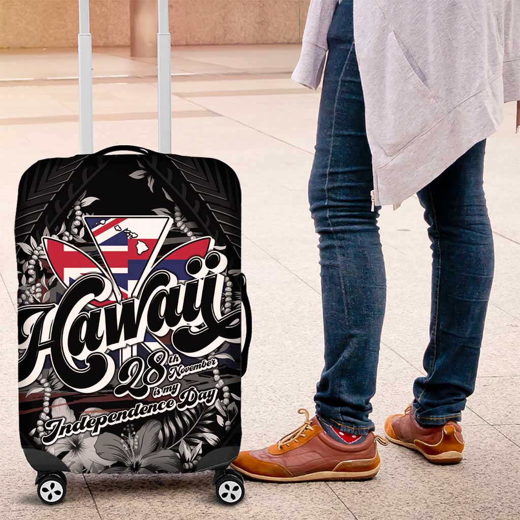Hawaii November 28th Luggage Cover Kanaka Maoli Tribal Pattern LT05 Black - Polynesian Pride