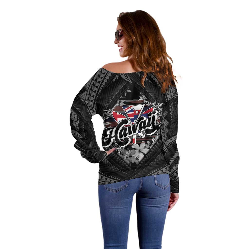 Hawaii November 28th Off Shoulder Sweater Kanaka Maoli Tribal Pattern LT05 - Polynesian Pride