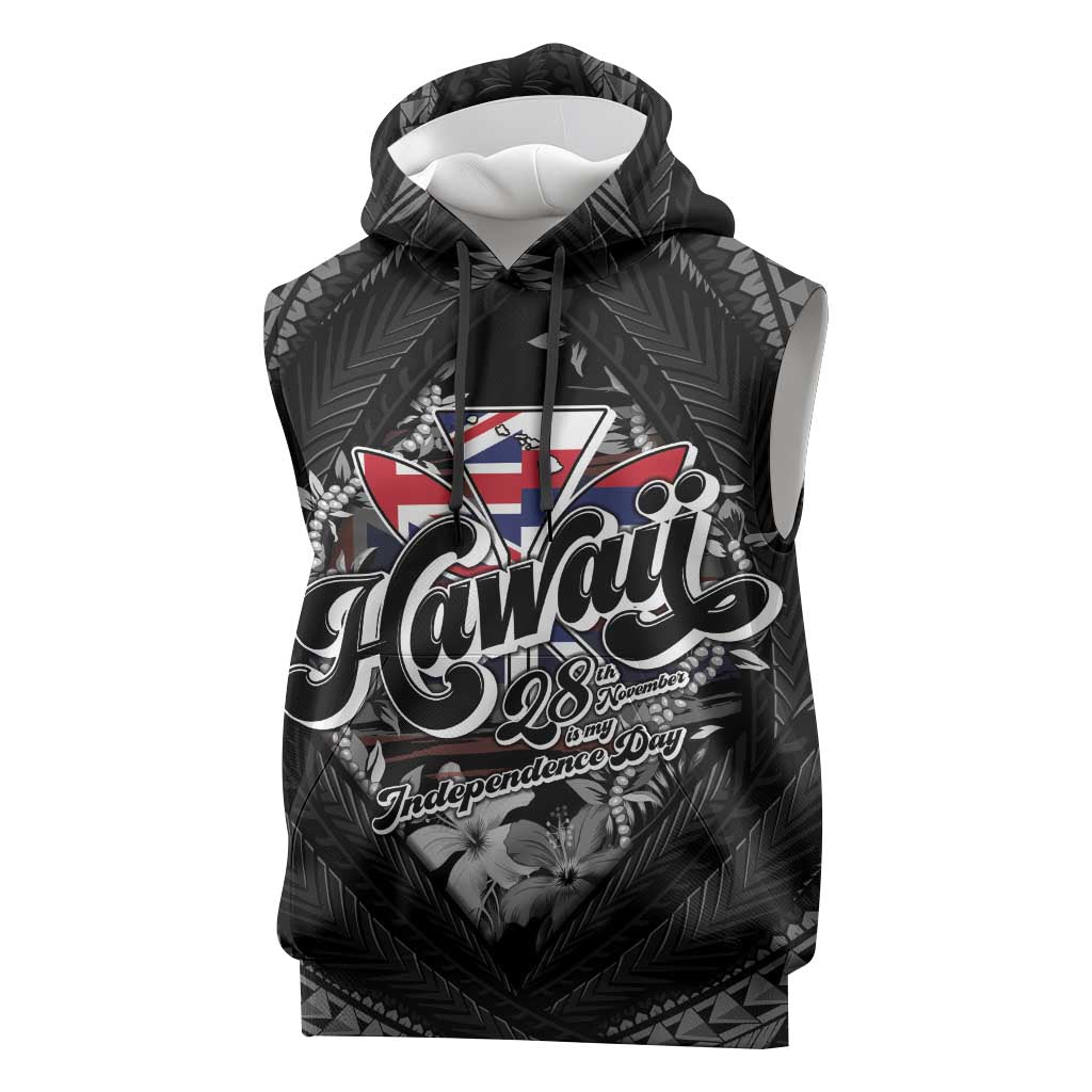 Hawaii November 28th Sleeveless Hoodie Kanaka Maoli Tribal Pattern LT05 Black - Polynesian Pride