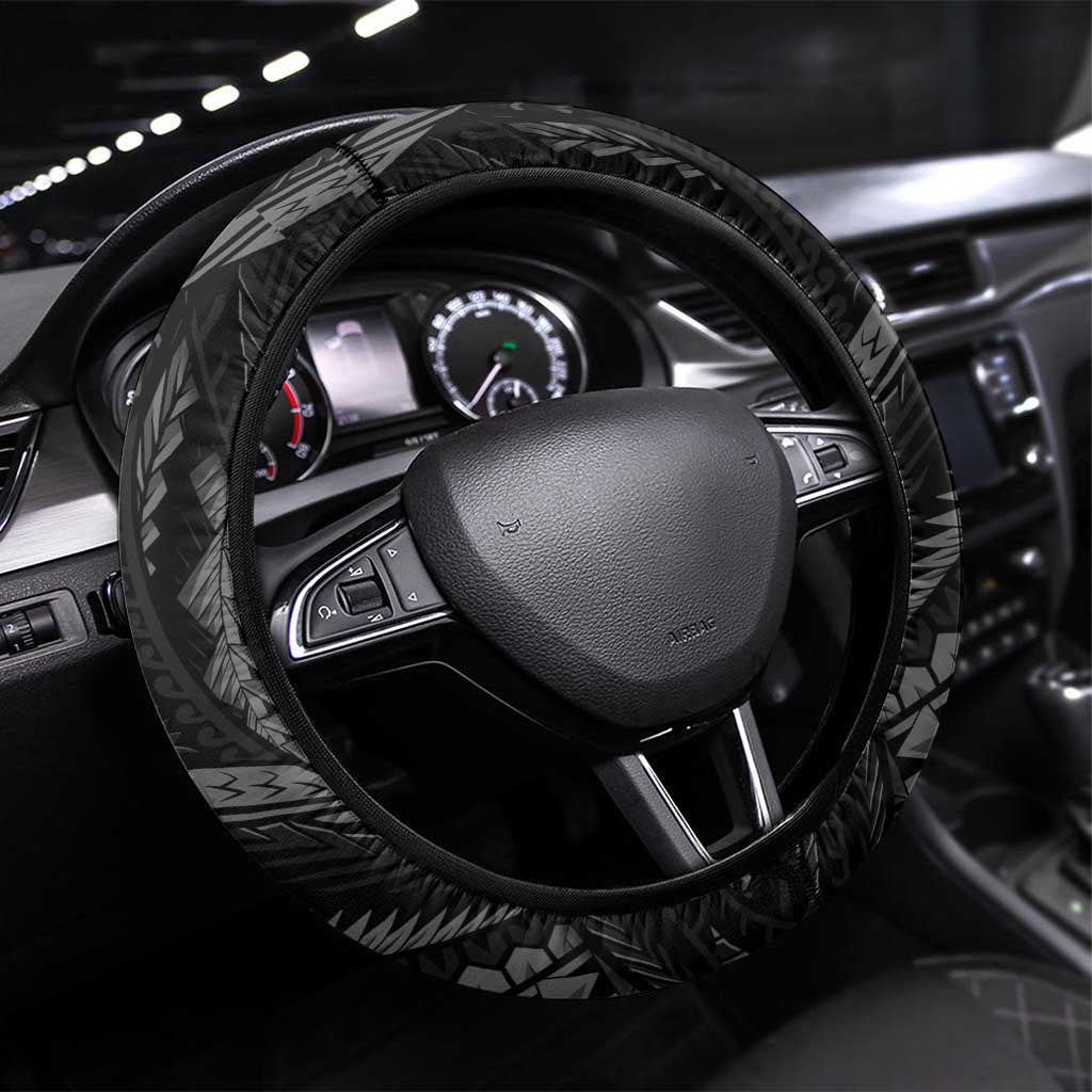 Hawaii November 28th Steering Wheel Cover Kanaka Maoli Tribal Pattern LT05 Universal Fit Black - Polynesian Pride