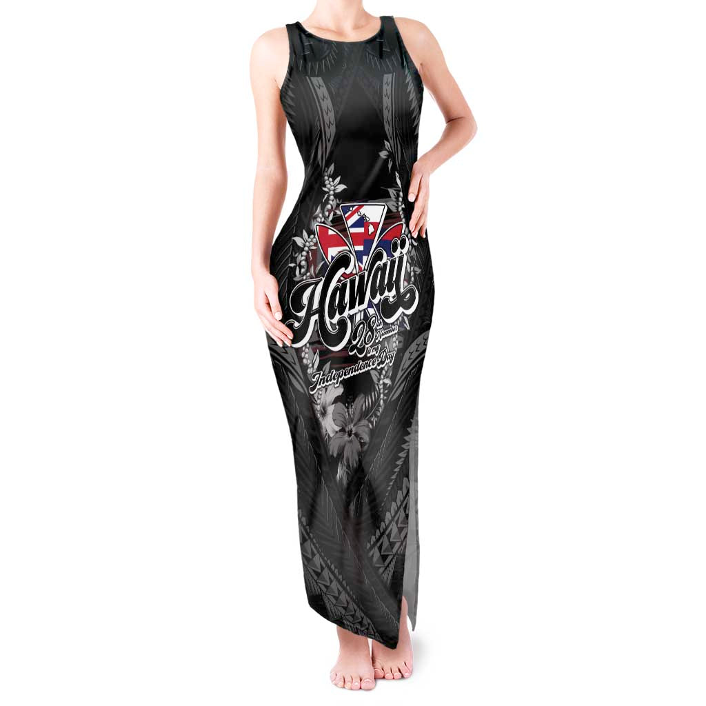 Hawaii November 28th Tank Maxi Dress Kanaka Maoli Tribal Pattern LT05 Women Black - Polynesian Pride