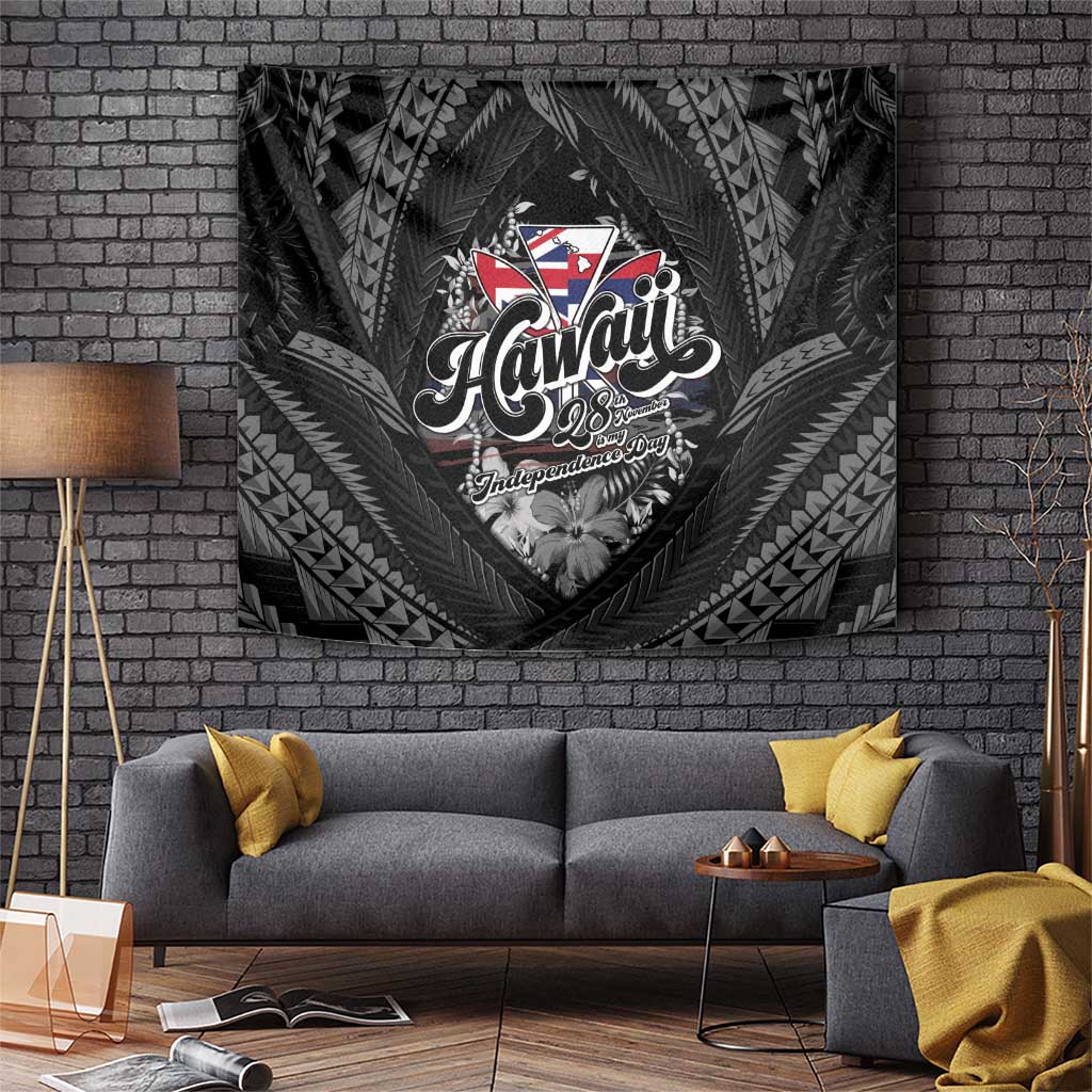 Hawaii November 28th Tapestry Kanaka Maoli Tribal Pattern LT05 Black - Polynesian Pride