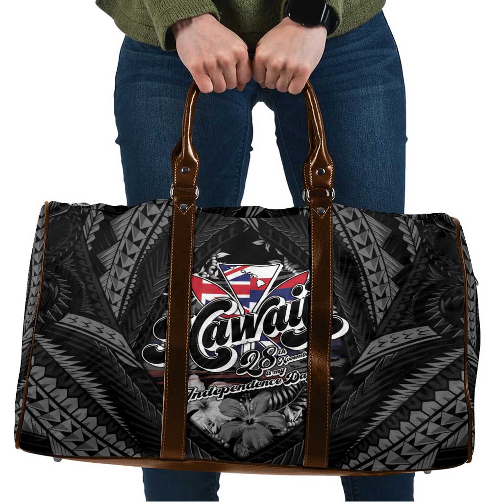 Hawaii November 28th Travel Bag Kanaka Maoli Tribal Pattern LT05 Black - Polynesian Pride