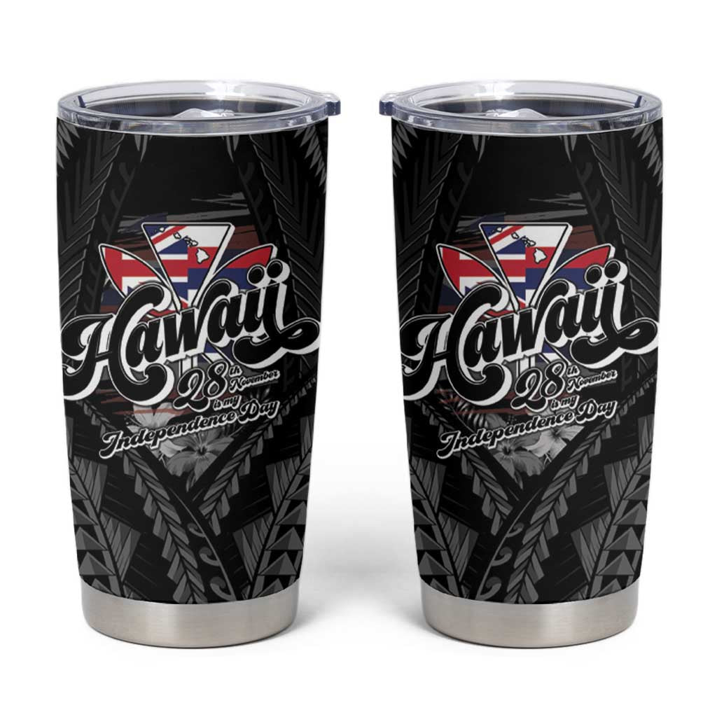 Hawaii November 28th Tumbler Cup Kanaka Maoli Tribal Pattern LT05 Black - Polynesian Pride