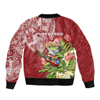 Puerto Rico Coqui Frog Bomber Jacket Tropical Flowers Polynesian Style LT05 - Polynesian Pride