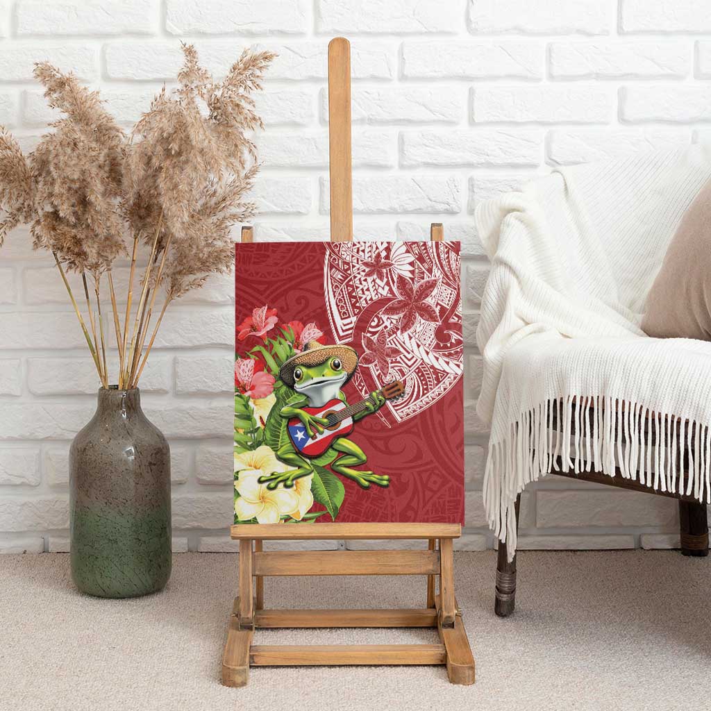 Puerto Rico Coqui Frog Canvas Wall Art Tropical Flowers Polynesian Style LT05 - Polynesian Pride
