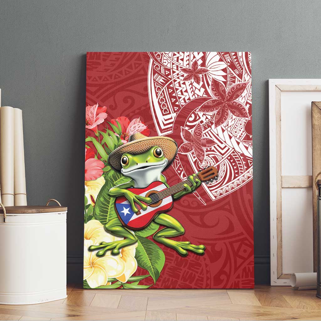 Puerto Rico Coqui Frog Canvas Wall Art Tropical Flowers Polynesian Style LT05 - Polynesian Pride