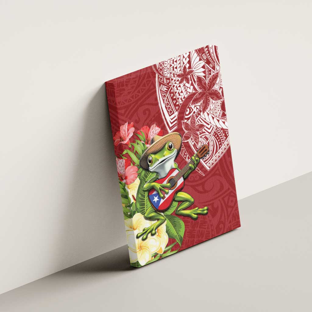 Puerto Rico Coqui Frog Canvas Wall Art Tropical Flowers Polynesian Style LT05 - Polynesian Pride