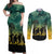 Norfolk Island ANZAC Day Couples Matching Off Shoulder Maxi Dress and Long Sleeve Button Shirt Lest We Forget LT05 Dark Cyan - Polynesian Pride