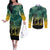 Norfolk Island ANZAC Day Couples Matching Off The Shoulder Long Sleeve Dress and Long Sleeve Button Shirt Lest We Forget LT05 Dark Cyan - Polynesian Pride