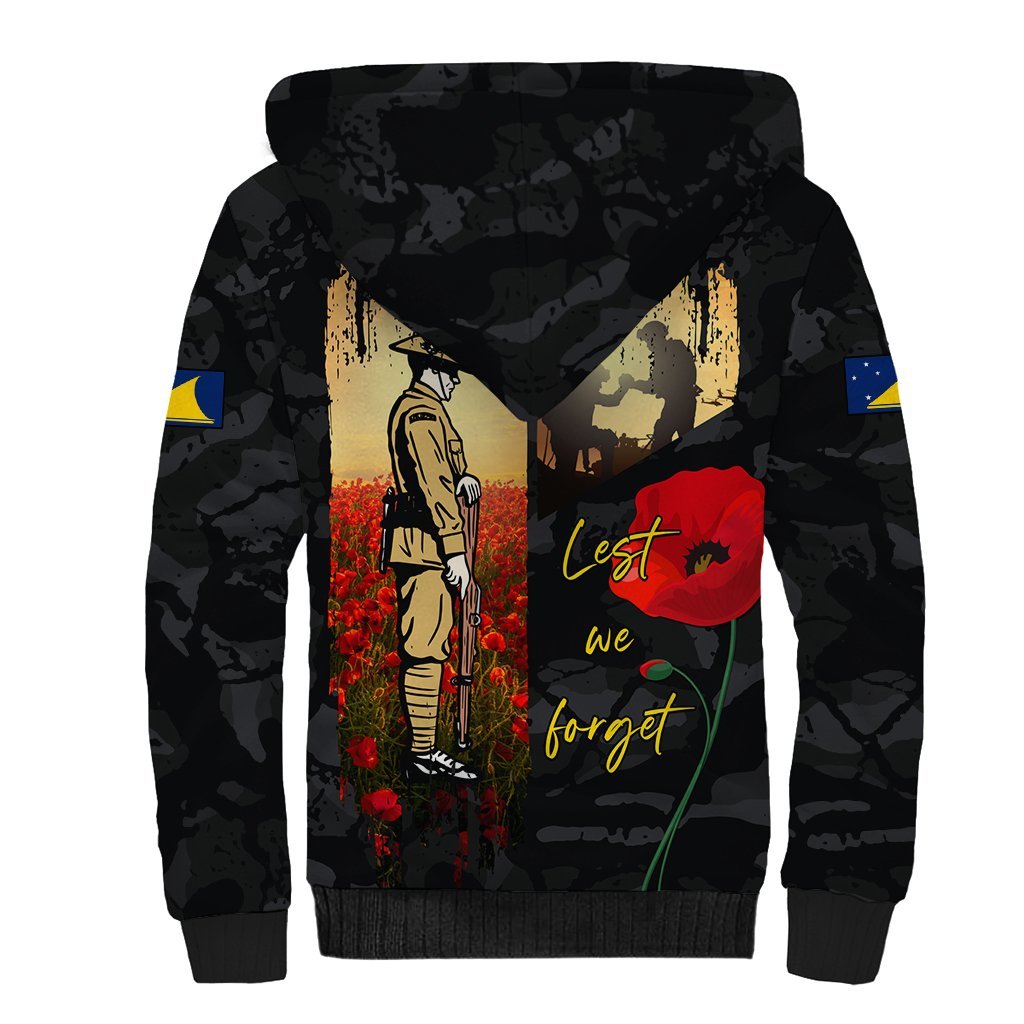 Tokelau ANZAC Day Sherpa Hoodie Lest We Forget LT05 - Polynesian Pride