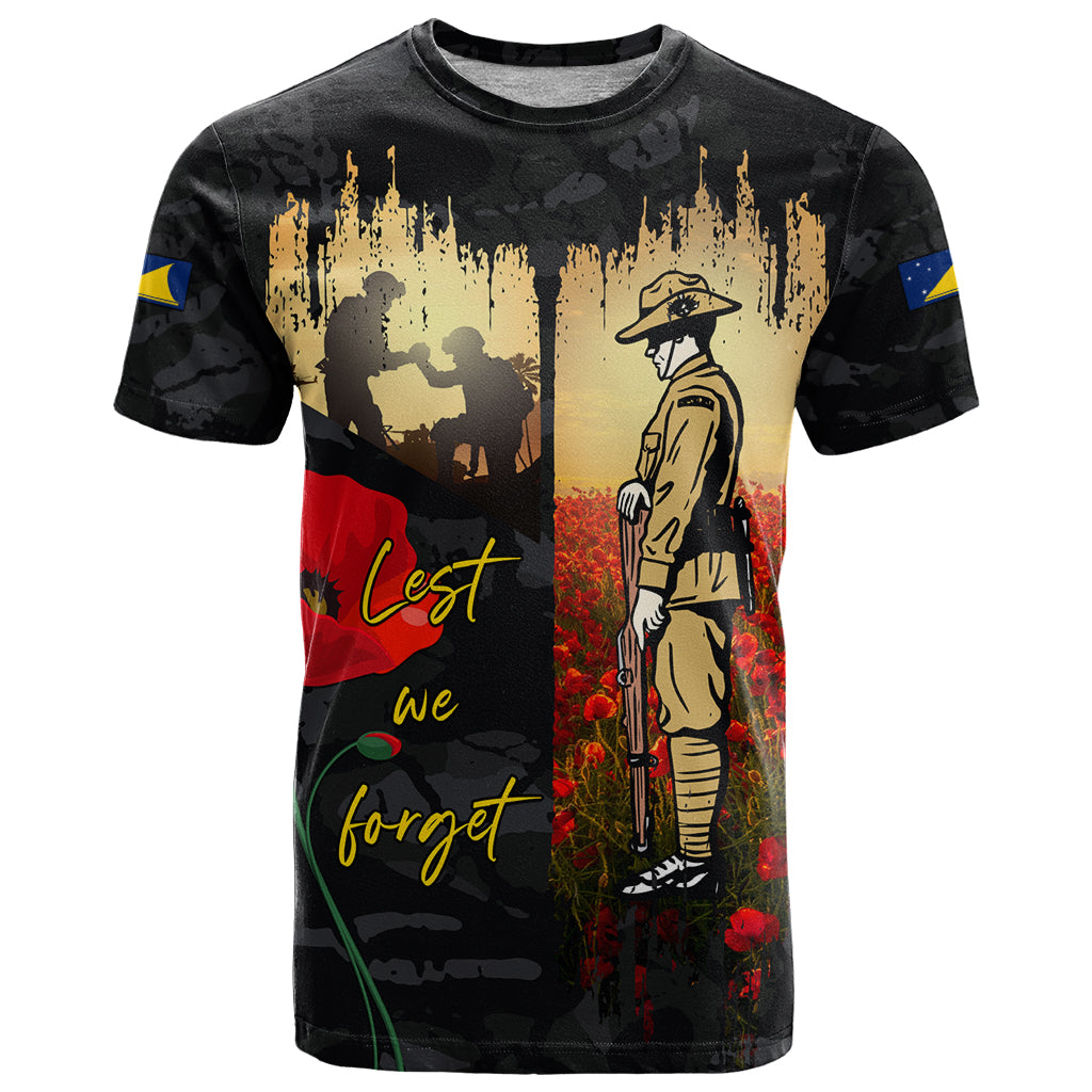 Tokelau ANZAC Day T Shirt Lest We Forget LT05 Black - Polynesian Pride