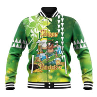 Hawaii Saint Patrick's Day Baseball Jacket Funny Surfing Leprechaun LT05 Unisex Green - Polynesian Pride